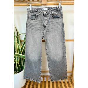Zara Grey High Rise Wide Leg Cropped Denim